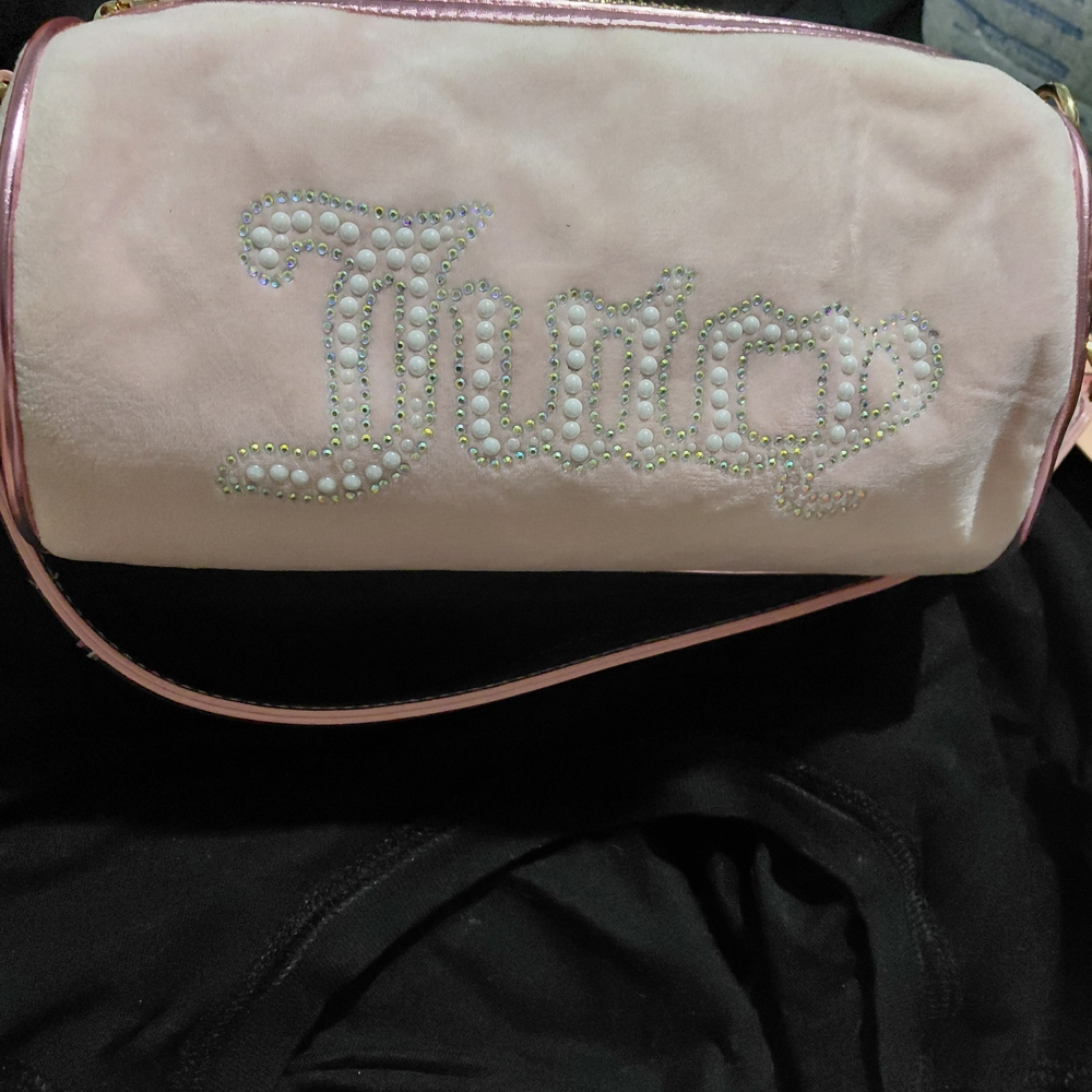 Juicy Couture Blush Pink Barrel Pearl Rhinestone Logo Bag Y2K New With Tags